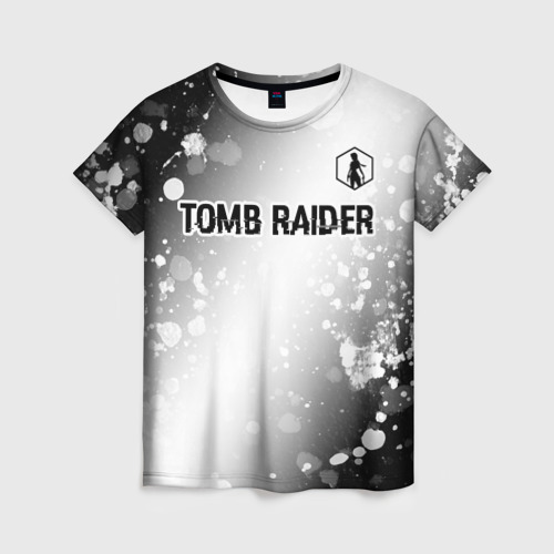 Женская футболка 3D с принтом Tomb Raider glitch на светлом фоне посередине, вид спереди #2