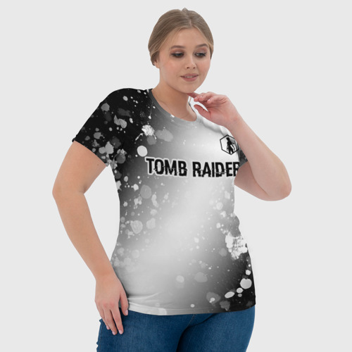 Женская футболка 3D с принтом Tomb Raider glitch на светлом фоне посередине, фото #4