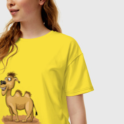 Женская футболка хлопок Oversize Улыбающийся верблюд - фото 2