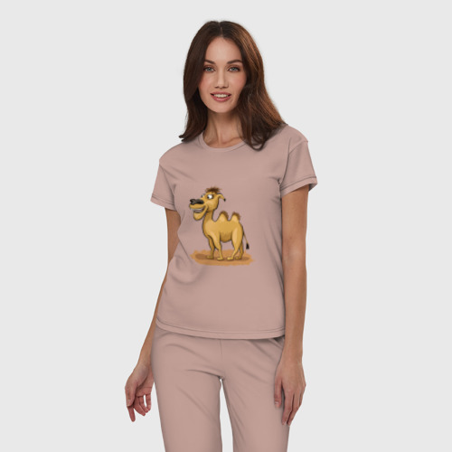 Женская пижама хлопок с принтом Улыбающийся верблюд, фото на моделе #1