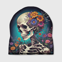 Шапка 3D  Скелет с яркими цветами
