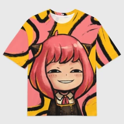 Женская футболка oversize 3D Аня Форджер лицо крупное