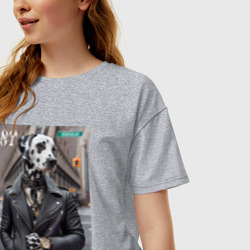 Женская футболка хлопок Oversize Далматинец модник в Нью-Йорке - нейросеть - фото 2