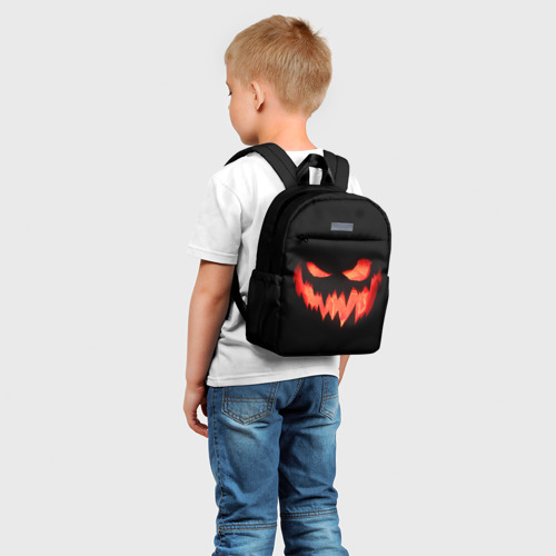 Детский рюкзак 3D Горящие глаза тыквы во тьме крупно - фото 3