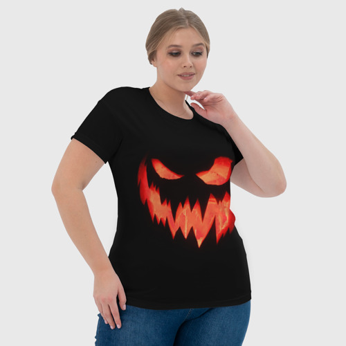 Женская футболка 3D с принтом Тыква во тьме, фото #4