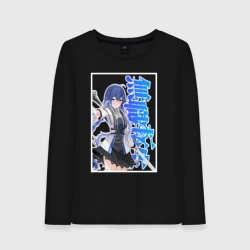 Женский лонгслив хлопок Рокси Мигурдия - синие иероглифы