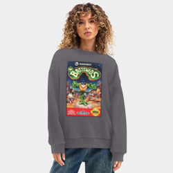 Женский свитшот oversize без начеса хлопок Battletoads cartridge  - фото 2