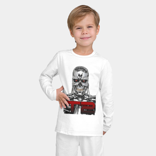 Детская пижама с лонгсливом хлопок с принтом Terminator 2 T800, фото на моделе #1