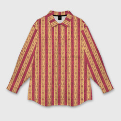 Мужская рубашка oversize 3D Ажурный жёлто-красный