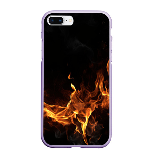 Чехол для iPhone 7Plus/8 Plus матовый с принтом Черный  фон и огонь, вид спереди #2