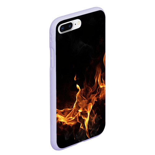 Чехол для iPhone 7Plus/8 Plus матовый с принтом Черный  фон и огонь, вид сбоку #3