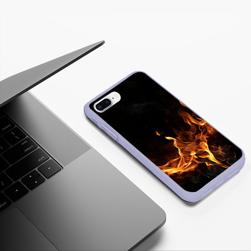 Чехол для iPhone 7Plus/8 Plus матовый с принтом Черный  фон и огонь, фото #5