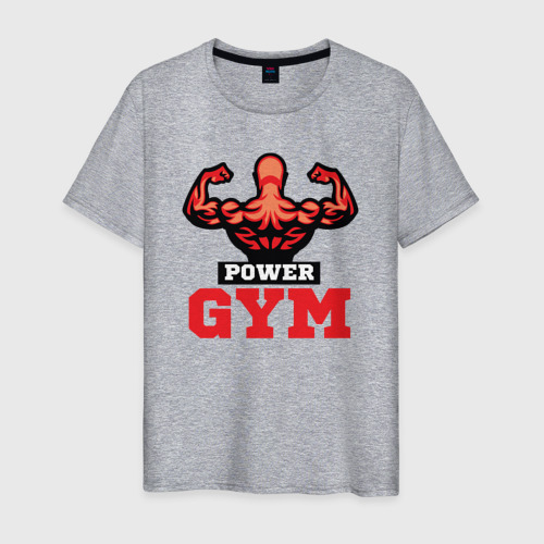 Мужская футболка хлопок Sport power gym, цвет меланж