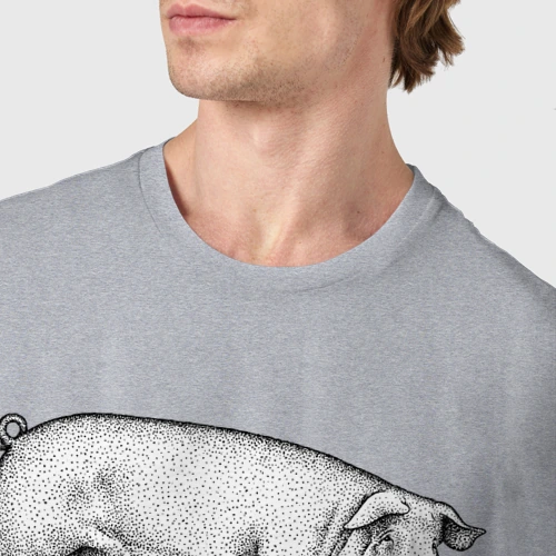 Мужская футболка хлопок с принтом Свинья в профиль, фото #4