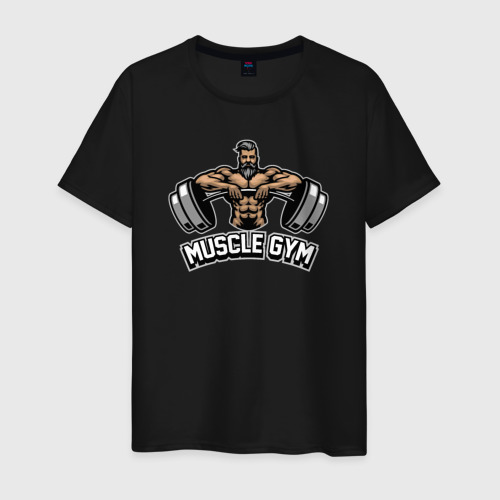 Мужская футболка хлопок Muscle gym, цвет черный