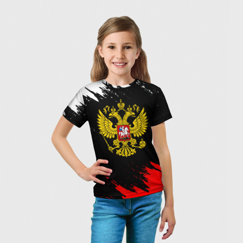 Детская футболка 3D Краски символика РФ, цвет 3D печать - фото 5