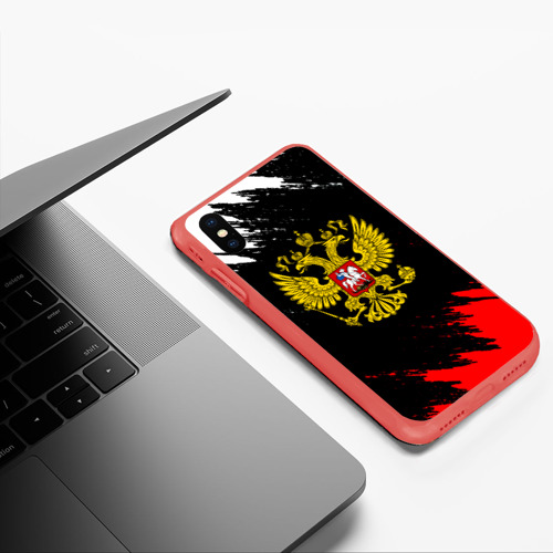 Чехол для iPhone XS Max матовый Краски символика РФ, цвет красный - фото 5