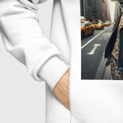 Худи с принтом Леопард-модник житель Нью-Йорка ai art для женщины, вид на модели спереди №6. Цвет основы: белый