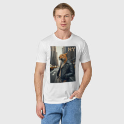 Мужская футболка хлопок Леопард-модник житель Нью-Йорка ai art - фото 2