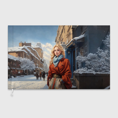 Флаг 3D Девушка на зимней прогулке  - фото 3