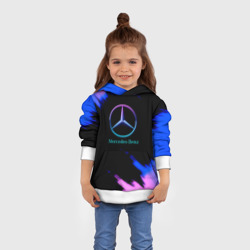 Толстовка с принтом Mercedes Benz неоновый градиент для ребенка, вид на модели спереди №3. Цвет основы: белый