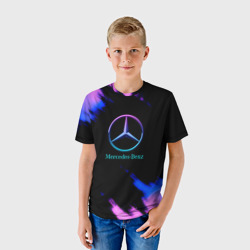 Детская футболка 3D Mercedes Benz неоновый градиент - фото 2