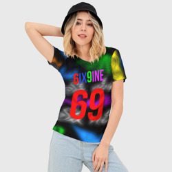 Женская футболка 3D Slim 6ix9ine rap - фото 2
