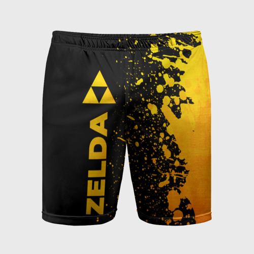 Мужские шорты спортивные с принтом Zelda - gold gradient по-вертикали, вид спереди #2
