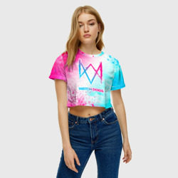 Женская футболка Crop-top 3D Watch Dogs neon gradient style - фото 2