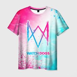 Мужская футболка 3D Watch Dogs neon gradient style