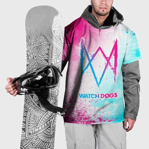 Накидка на куртку 3D Watch Dogs neon gradient style, цвет 3D печать