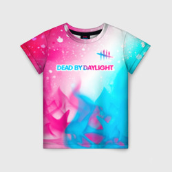 Детская футболка 3D Dead by Daylight neon gradient style посередине
