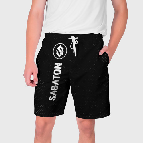 Мужские шорты 3D Sabaton glitch на темном фоне по-вертикали, цвет 3D печать