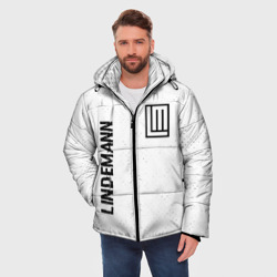 Мужская зимняя куртка 3D Lindemann glitch на светлом фоне вертикально - фото 2