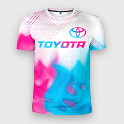 Мужская футболка 3D Slim Toyota neon gradient style посередине