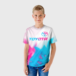 Детская футболка 3D Toyota neon gradient style посередине - фото 2