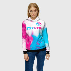 Женская толстовка 3D Toyota neon gradient style посередине - фото 2