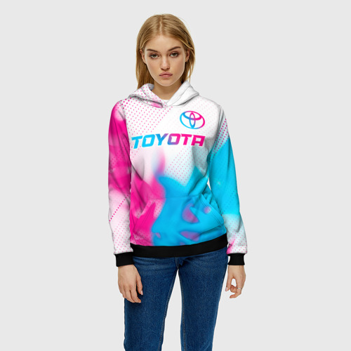 Женская толстовка 3D Toyota neon gradient style посередине, цвет 3D печать - фото 3