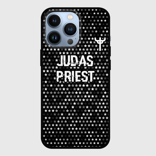 Чехол для iPhone 13 Pro Judas Priest glitch на темном фоне посередине