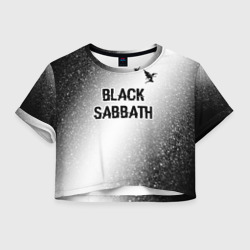 Женская футболка Crop-top 3D Black Sabbath glitch на светлом фоне посередине