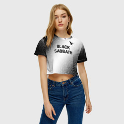 Женская футболка Crop-top 3D Black Sabbath glitch на светлом фоне посередине - фото 2
