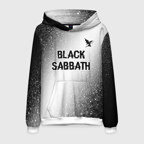 Мужская толстовка 3D Black Sabbath glitch на светлом фоне посередине, цвет белый