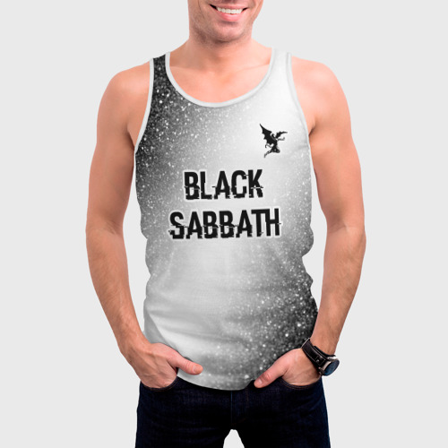 Мужская майка 3D Black Sabbath glitch на светлом фоне посередине, цвет 3D печать - фото 3