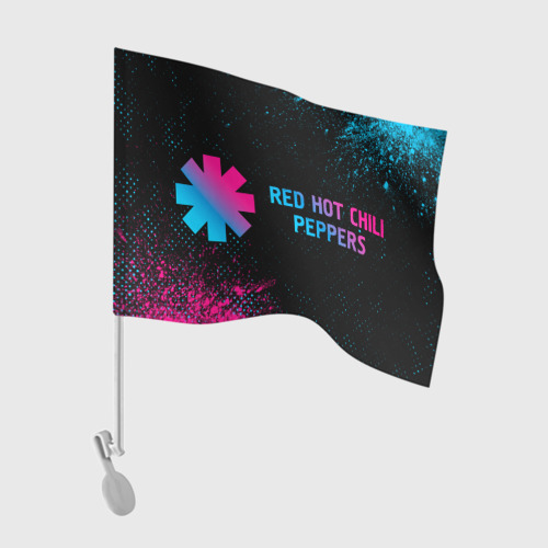 Флаг для автомобиля Red Hot Chili Peppers - neon gradient по-горизонтали