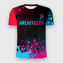 Мужская футболка 3D Slim Architects - neon gradient посередине