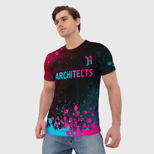 Мужская футболка 3D Architects - neon gradient посередине, цвет 3D печать - фото 3