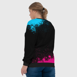 Свитшот с принтом Architects - neon gradient для женщины, вид на модели сзади №3. Цвет основы: черный