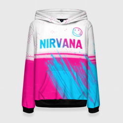 Женская толстовка 3D Nirvana neon gradient style посередине