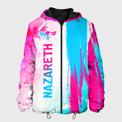 Мужская куртка 3D с принтом Nazareth neon gradient style по-вертикали, вид спереди #2
