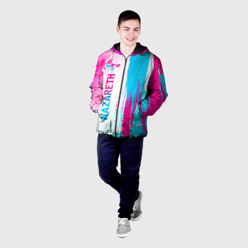 Мужская куртка 3D с принтом Nazareth neon gradient style по-вертикали, фото на моделе #1
